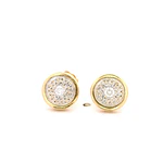 Aros Circulares De Dos Oros 18K Con Diamantes Naturales