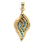 Colgante Cruzado De Oro 18K Con 15 Diamantes Naturales y Piedras Azules