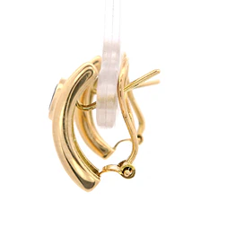 Aros Semi Bombé De Oro Amarillo 18K Con Diamantes Naturales y Piedras Azules