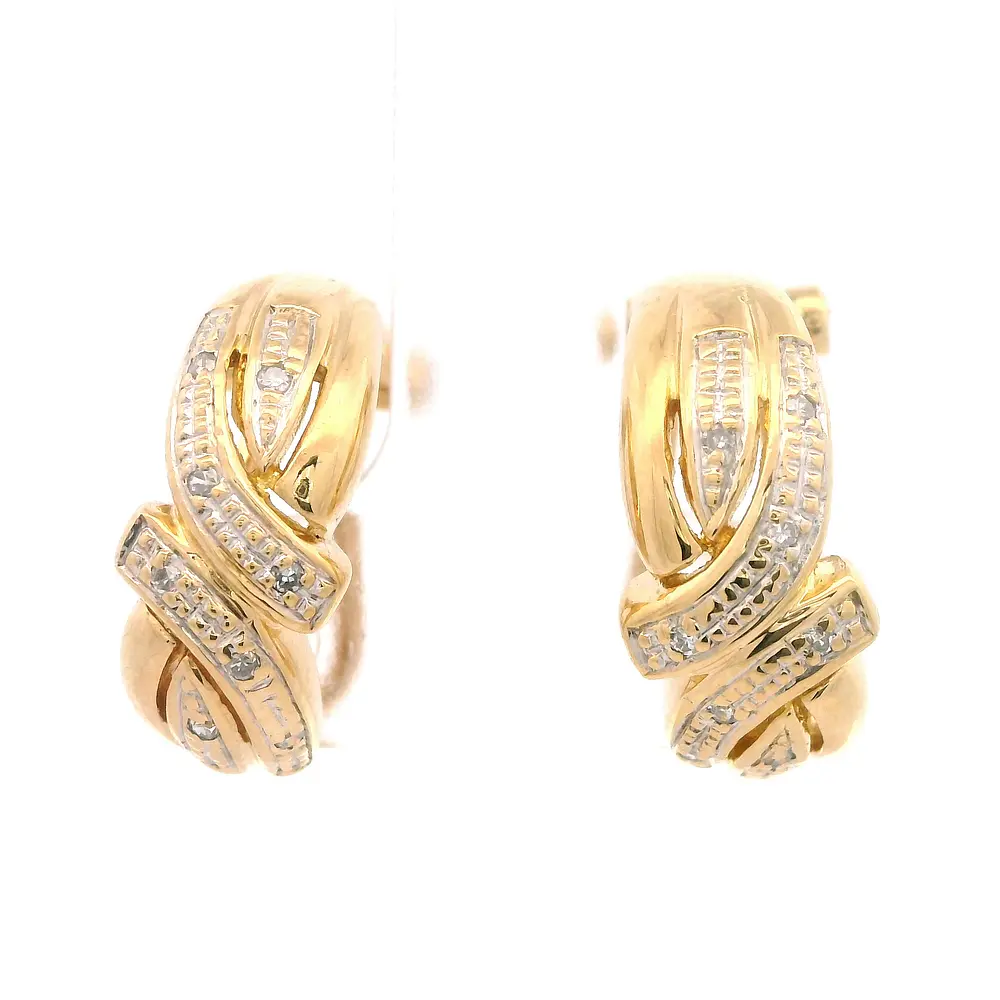 Aros Entrelazados De Oro Amarillo 18K Con Diamantes