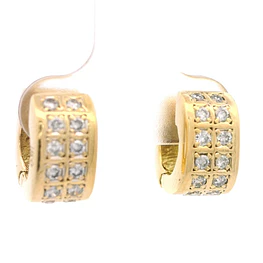 Aros Huggies De Oro Amarillo 18K Con Diamantes