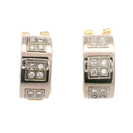 Aros Huggies De Dos Oros 18K Con Diamantes