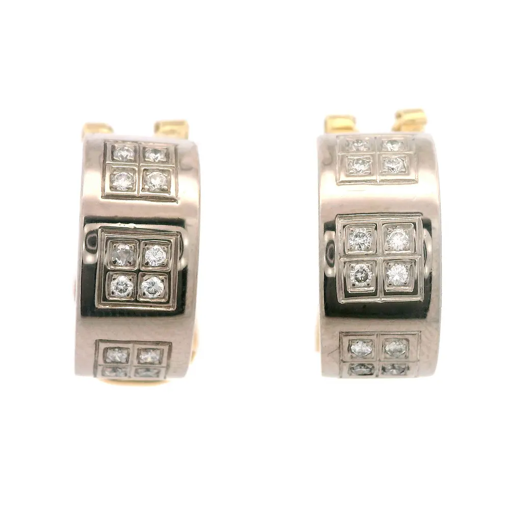 Aros Huggies De Dos Oros 18K Con Diamantes