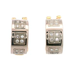 Aros Huggies De Dos Oros 18K Con Diamantes
