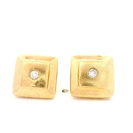 Aros Cuadrados De Oro Amarillo 18K Con Diamantes Naturales