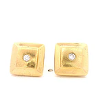 Aros Cuadrados De Oro Amarillo 18K Con Diamantes Naturales