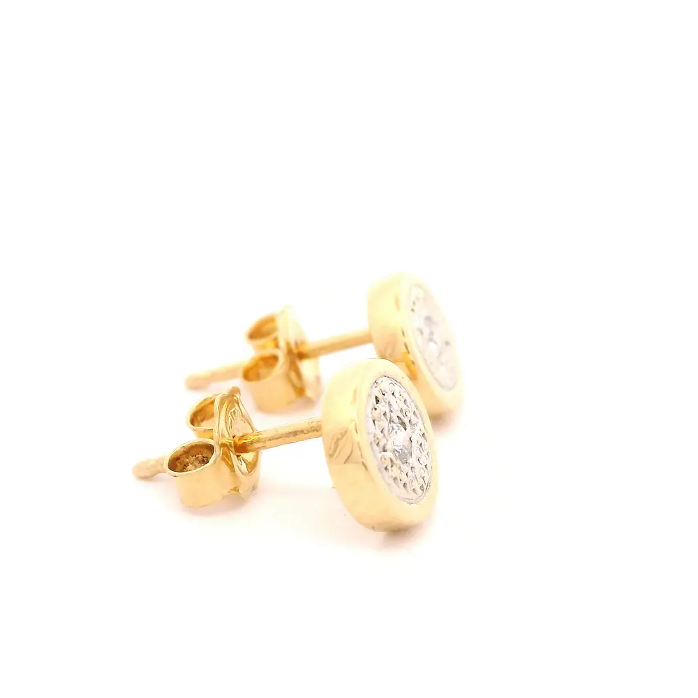 Aros Circulares De Dos Oros 18K Con Diamantes Naturales
