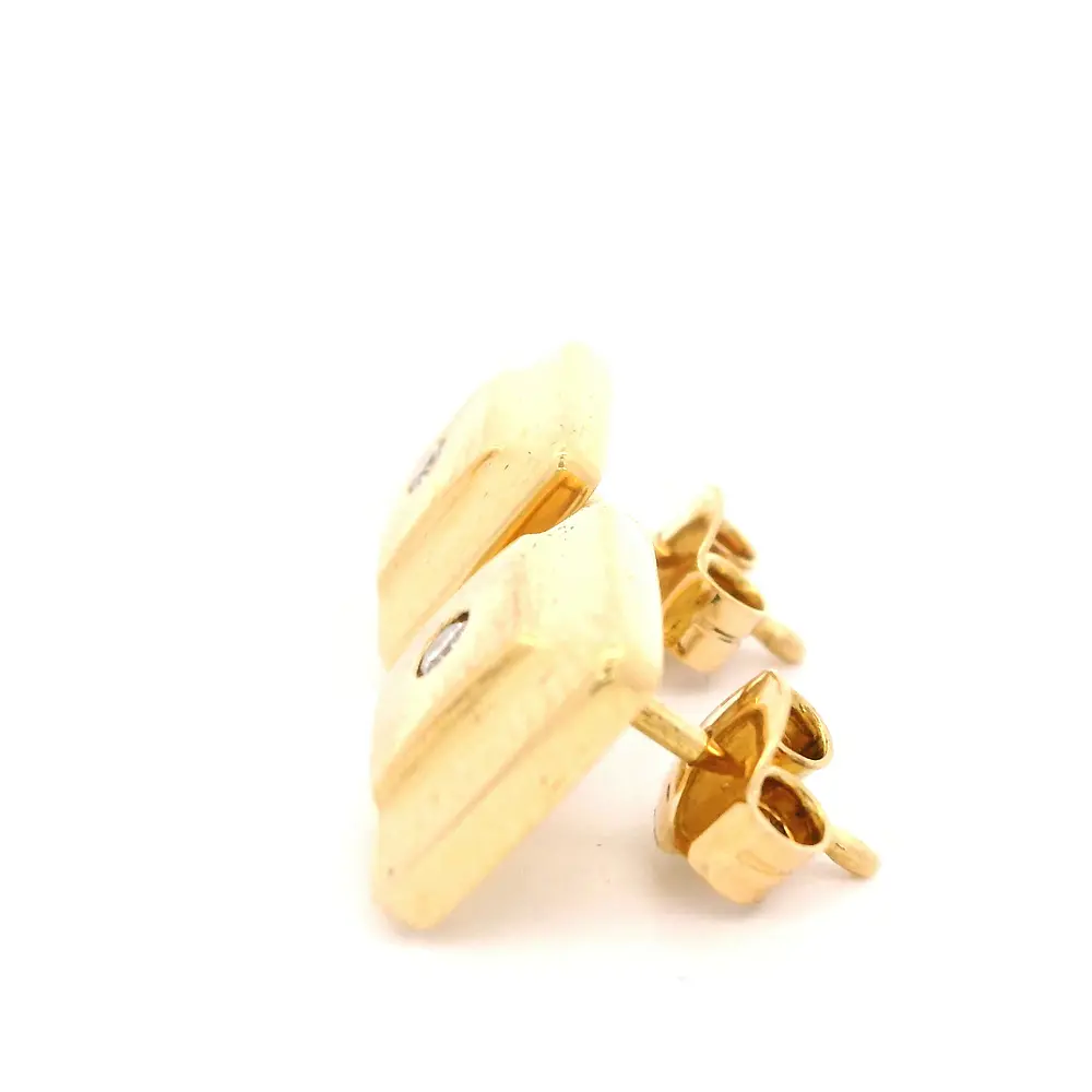 Aros Cuadrados De Oro Amarillo 18K Con Diamantes Naturales