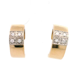 Aros Curvos De Dos Oros 18K Con Diamantes