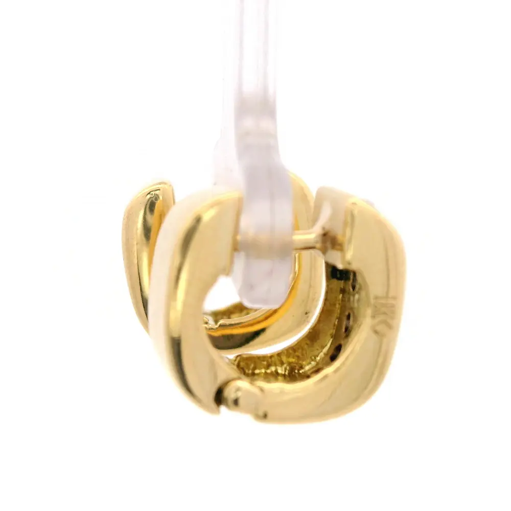 Aros Huggies De Oro Amarillo 18K Con Diamantes