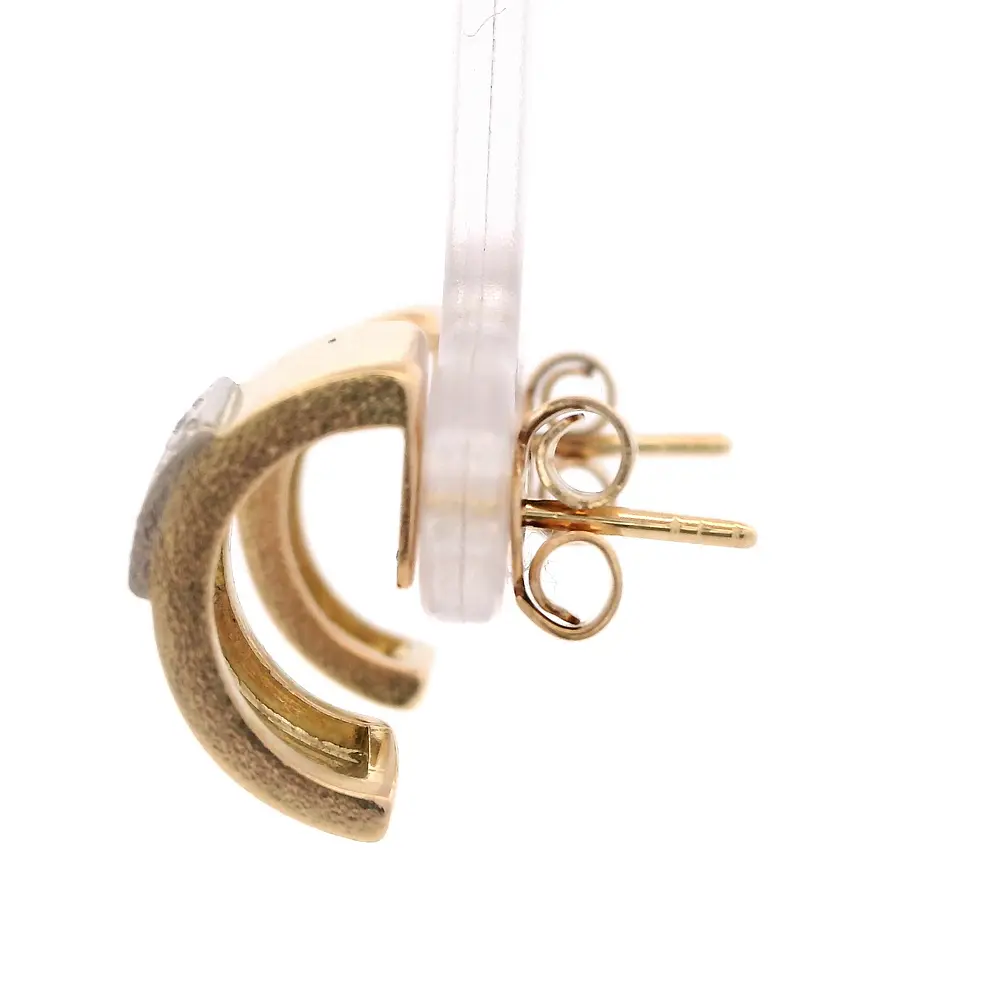 Aros Curvos De Dos Oros 18K Con Diamantes