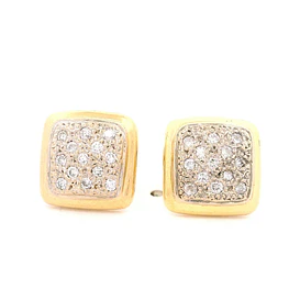 Aros Cuadrados De Dos Oros 18K Con Diamantes Naturales