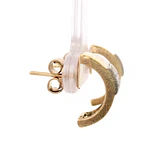 Aros Curvos De Dos Oros 18K Con Diamantes