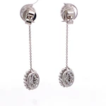 Aros Ovalados De Oro Blanco 18K Con Cadena Limada y Diamantes Naturales