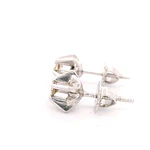 Aros Solitario Flor De Oro Blanco 14K Con Diamantes Naturales