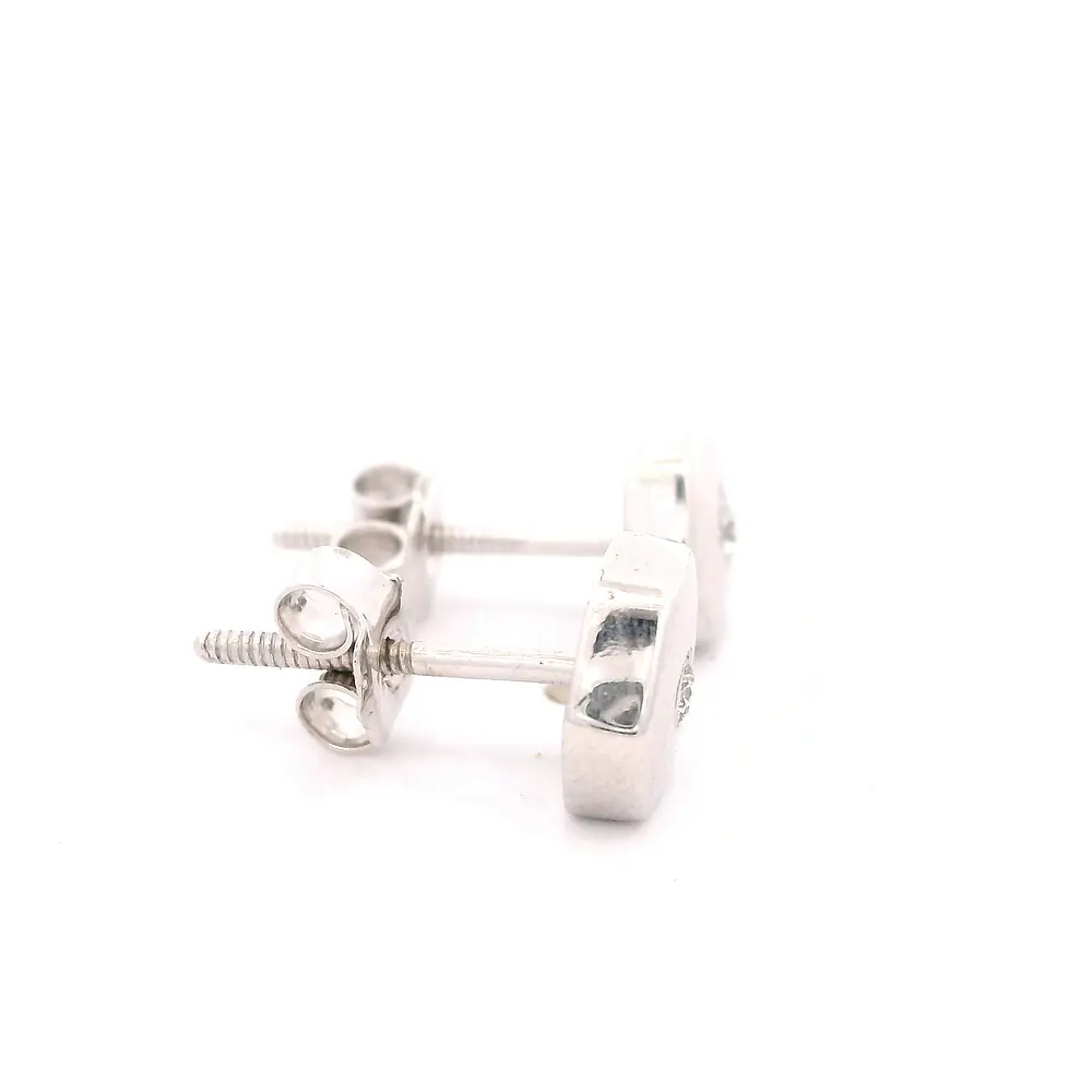 Aros Hexagonales De Oro Blanco 18K Con Diamantes Naturales