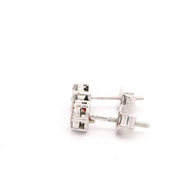 Aros Flor De Oro Blanco 14K Con Diamantes Naturales