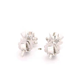 Aros Solitario Flor De Oro Blanco 14K Con Diamantes Naturales
