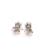 Aros Flor De Oro Blanco 14K Con Diamantes Naturales
