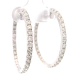 Aros Huggies De Oro Blanco 14K Con Diamantes