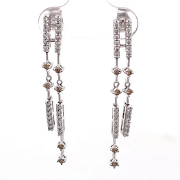 Aros Cintillos Cascada De Oro Blanco 18K Con Diamantes Amarillos