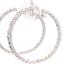 Aros Huggies De Oro Blanco 14K Con Diamantes