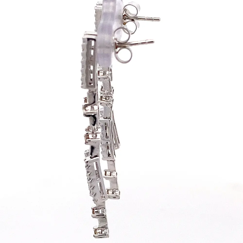Aros Cintillos Cascada De Oro Blanco 18K Con Diamantes Amarillos