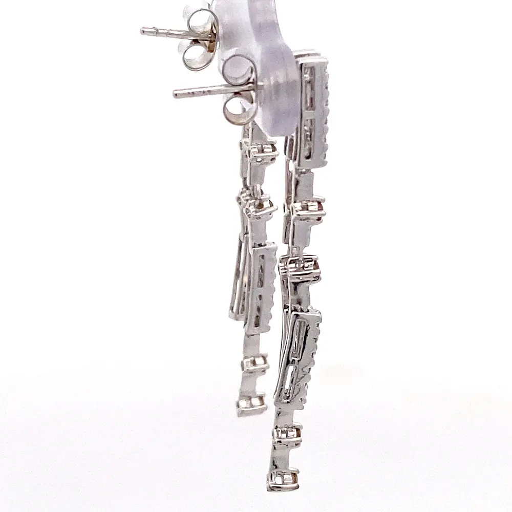 Aros Cintillos Cascada De Oro Blanco 18K Con Diamantes Amarillos
