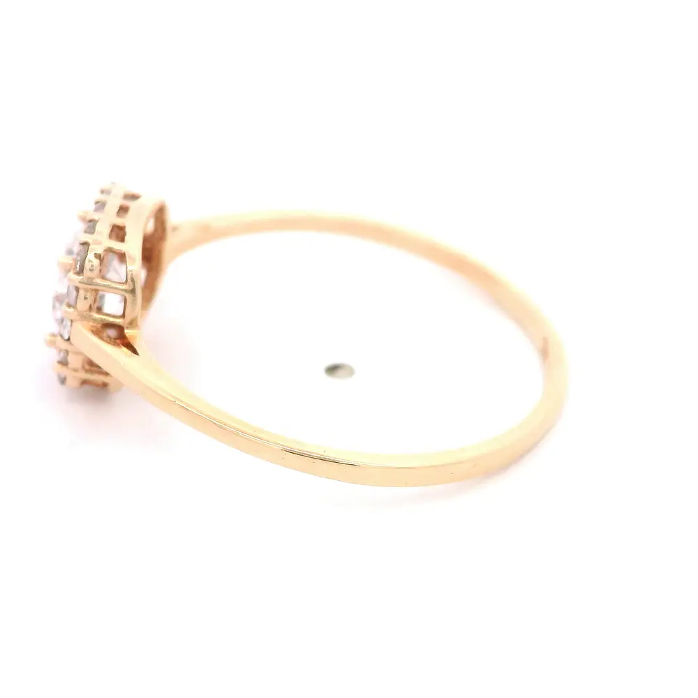 Anillo Halo Cuadrado De Oro Amarillo 14K Con Micropiedras Incoloras