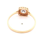 Anillo Halo Cuadrado De Oro Amarillo 14K Con Micropiedras Incoloras