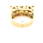 Anillo Sello Rectangular De Oro Amarillo 18K Con Piedras Incoloras