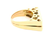 Anillo Sello Rectangular De Oro Amarillo 18K Con Piedras Incoloras