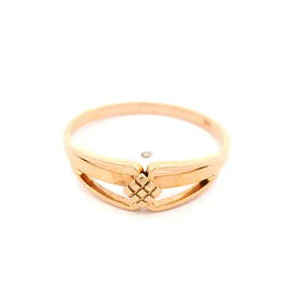Anillo Calado De Oro Rosado 18K Con Rombo Tallado