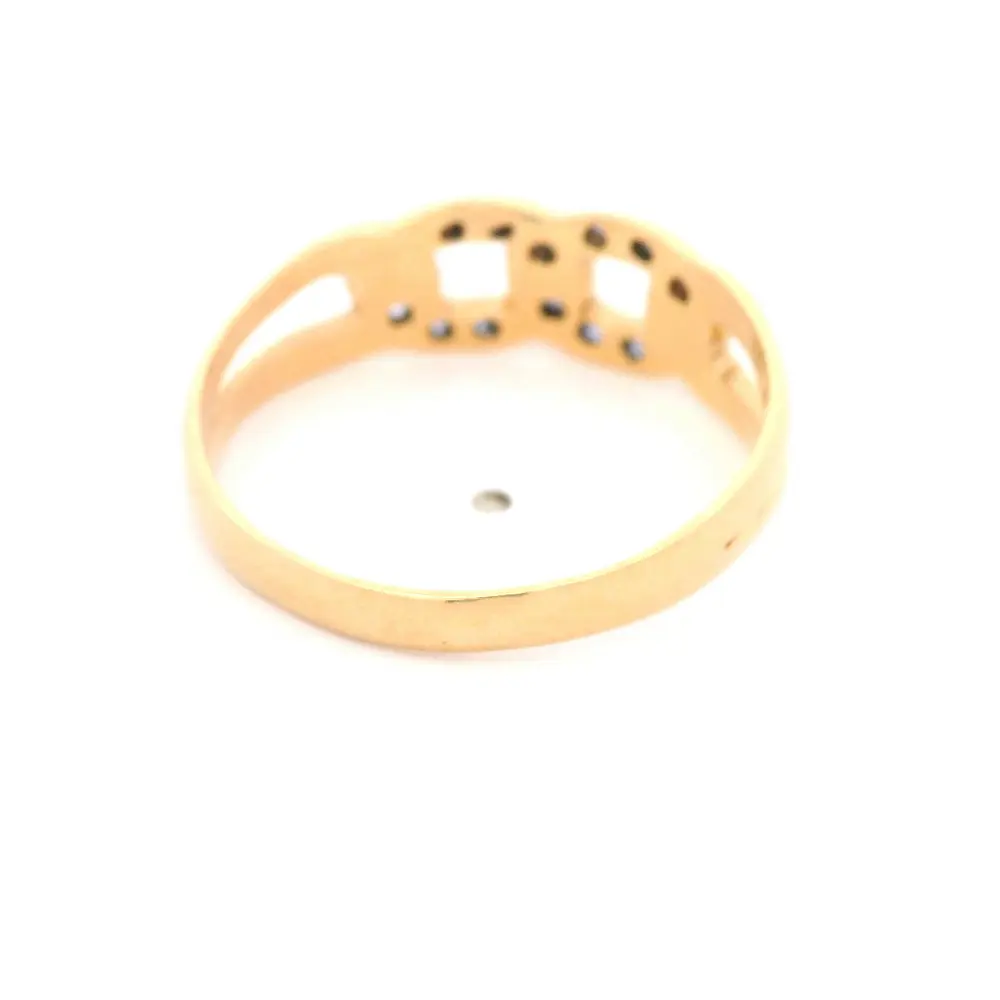 Anillo Calado Entrelazado De Oro Amarillo 18K Con Micropiedras Azules