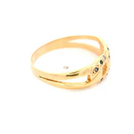 Anillo Calado Entrelazado De Oro Amarillo 18K Con Micropiedras Azules