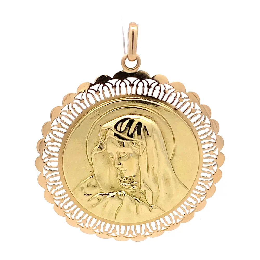 Colgante Dos Oros 18K Religioso Virgen María 
