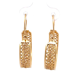 Aros Botes De Oro Rosado 18K Con Diseño Filigrana
