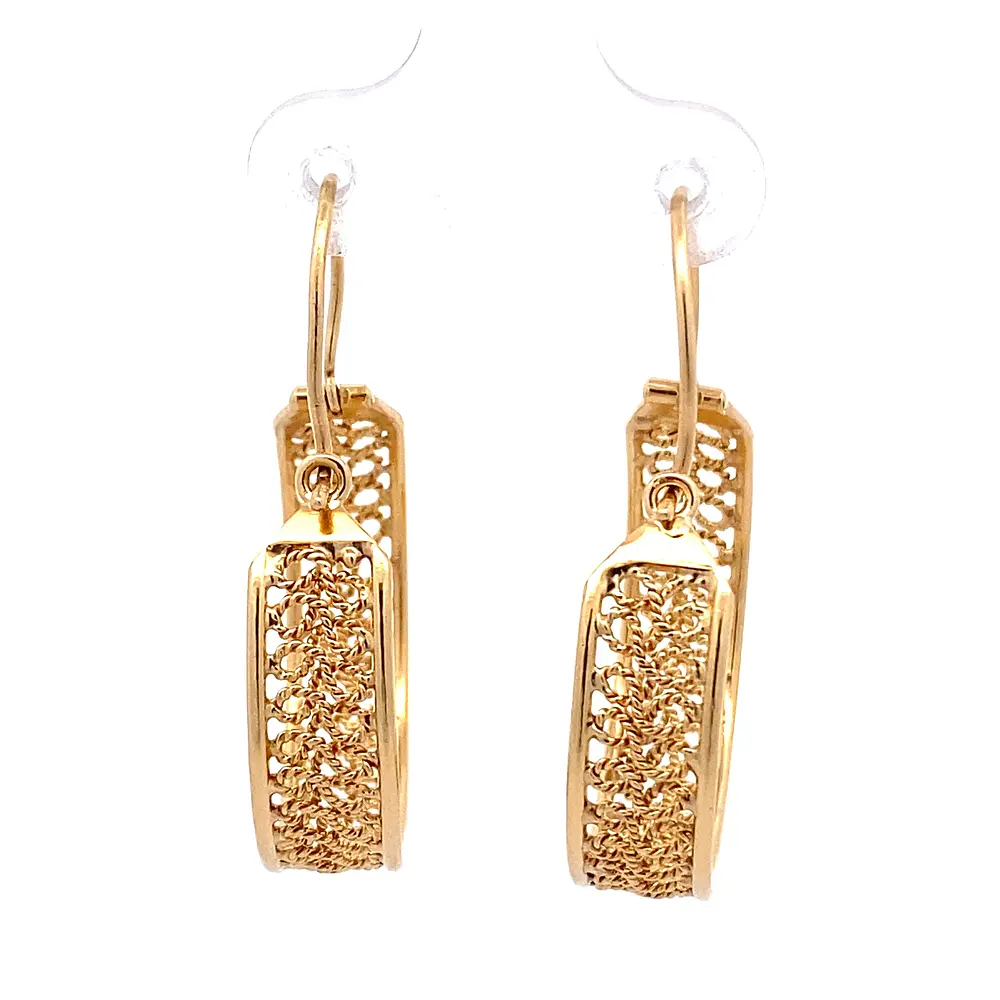 Aros Botes De Oro Rosado 18K Con Diseño Filigrana