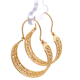 Aros Botes De Oro Rosado 18K Con Diseño Filigrana