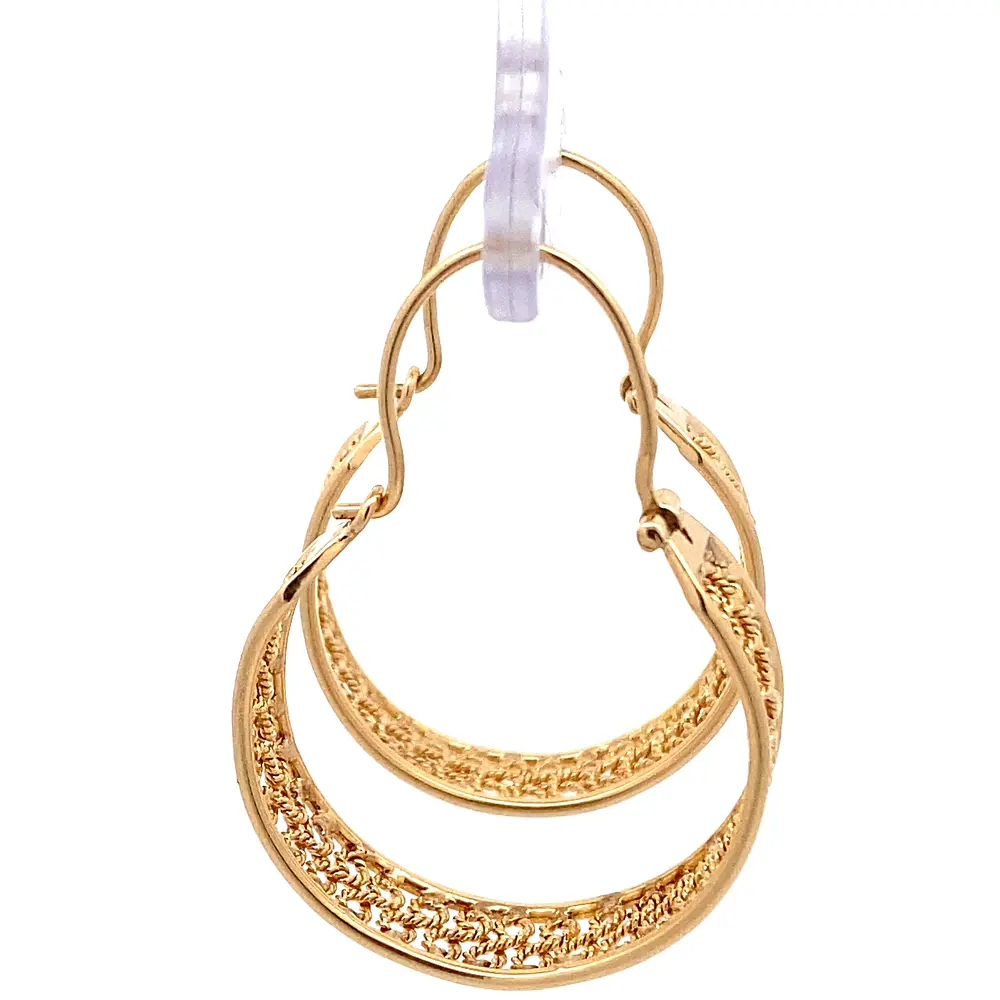 Aros Botes De Oro Rosado 18K Con Diseño Filigrana