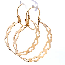 Aros Bote De Oro Rosado 18K Con Corazones Calados