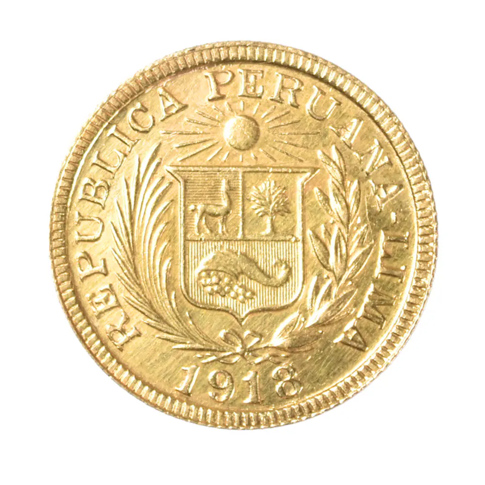 Moneda De Oro 1 Libra Peruana 1918