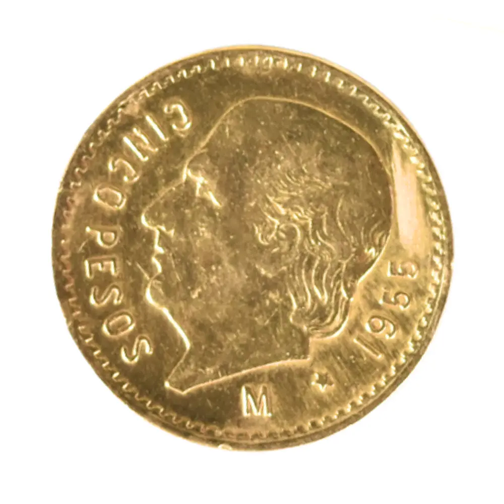 Moneda De Oro 5 Pesos Mexicanos Hidalgo México 1955