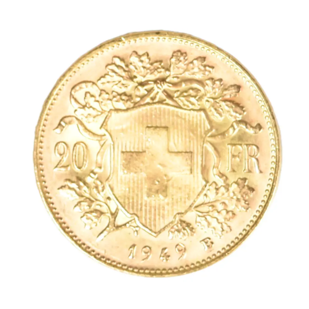 Moneda De Oro 20 Francos Vreneli Suiza 1949