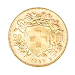 Moneda De Oro 20 Francos Vreneli Suiza 1949