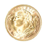 Moneda De Oro 20 Francos Vreneli Suiza 1949
