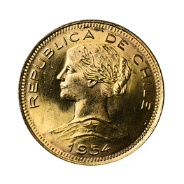 Moneda de Oro 100 Pesos 10 Cóndores Chile 1954