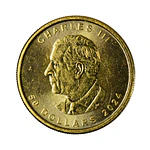 Moneda de Oro 50 Dollars Maple Leaf Carlos III Canadá 2024 – 24K