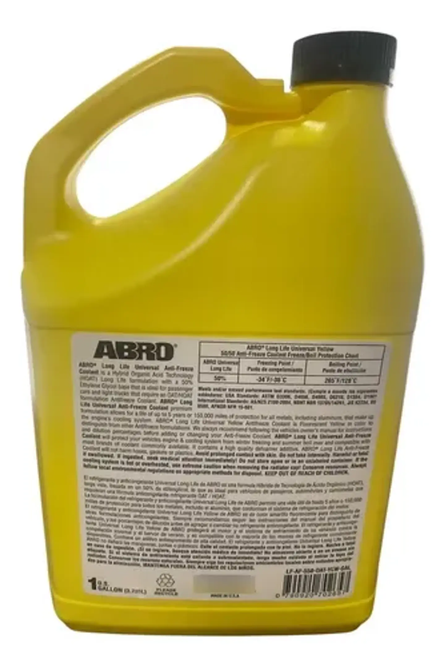 Refrigerante Anticongelante Abro 50/50 3,78 Lt Amarillo 3