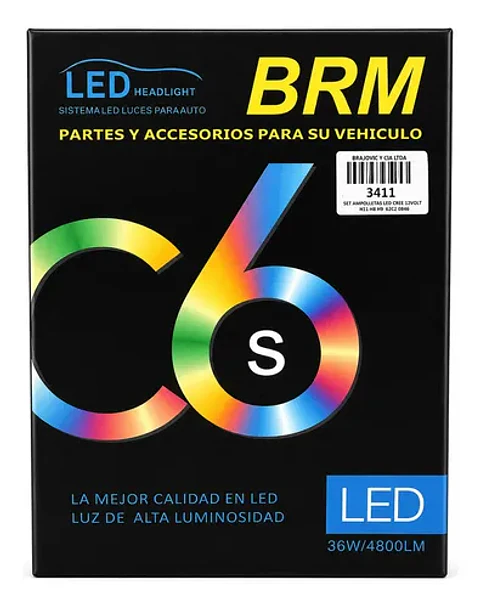 Set De Ampolletas Led Cree 12 Ivolt H4 C6 2 Caras